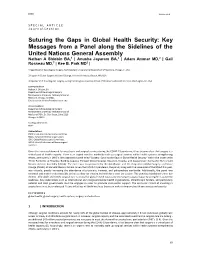 Suturing the Gaps in Global Health Security: Key Messages from A