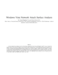 Windows Vista Network Attack Surface Analysis Dr