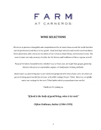 Wine Selections