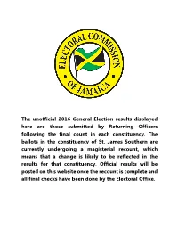 2016 General Election Final Summary Results