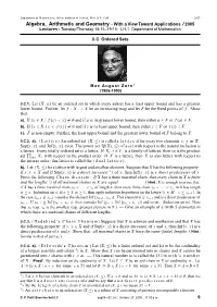 Algebra, Arithmetic and Geometry – with a View Toward Applications / 2005 Lectures : Tuesday/Thursday 18:15–19:15 ; LH-1, Department of Mathematics