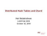 Distributed Hash Tables and Chord