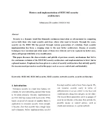 History and Implementation of IEEE 802 Security Architecture