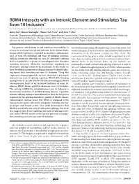RBM4 Interacts with an Intronic Element and Stimulates Tau Exon