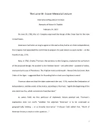 The Lorne W. Craner Memorial Lecture