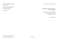 Wind Power Energy in Québec and in Sweden Justin Rouillard Can the Province of Québec (Canada) Learn from Sweden in the Field of Wind Power Energy?