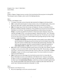 World War I Lecture Notes