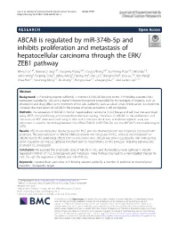 ABCA8 Is Regulated by Mir-374B-5P and Inhibits Proliferation And