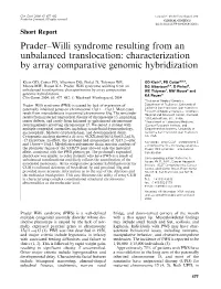 Characterization by Array Comparative Genomic Hybridization