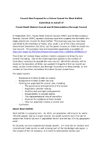 Council Size Proposal for a Future Council for West Suffolk Submitted
