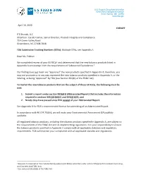 Exemption from Substantial Equivalence Letter from FDA CTP