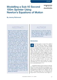 Modelling a Sub-10 Second 100M Sprinter Using Newton's Equations