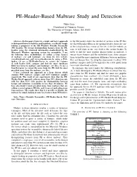 PE-Header-Based Malware Study and Detection