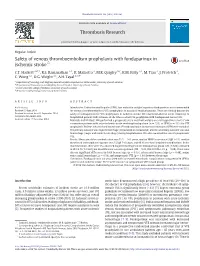 Safety of Venous Thromboembolism Prophylaxis with Fondaparinux in Ischemic Stroke☆