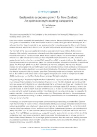 Sustainable Economic Growth for New Zealand: an Optimistic Myth-Busting Perspective