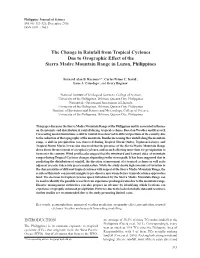 The Change in Rainfall from Tropical Cyclones Due to Orographic Effect of the Sierra Madre Mountain Range in Luzon, Philippines