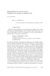 The Energy of Language(S): What Pound Made of Philology