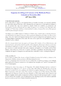 Impunity for Killing of 27 Inmates of the Welikada Prison Colombo in November 2012 (20Th June 2016)