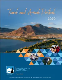 Travel and Arrival Protocol 2020