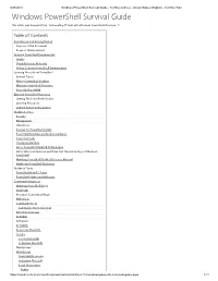 Windows Powershell Survival Guide - Technet Articles - United States (English) - Technet Wiki Windows Powershell Survival Guide
