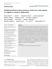Combined Effects of Peer Presence, Social Cues, and Rewards on Cognitive Control in Adolescents