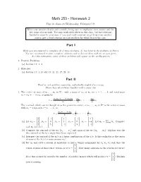 Math 253 - Homework 2 Due in Class on Wednesday, February 19
