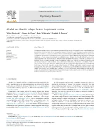 Alcohol Use Disorder Relapse Factors a Systematic Review