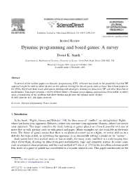 Dynamic Programming and Board Games: a Survey