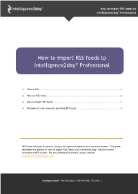 How to Import RSS Feeds to Intelligence2day® Professional