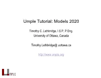 Umple Tutorial: Models 2020
