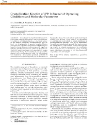 Crystallization Kinetics of Ipp: Influence of Operating Conditions