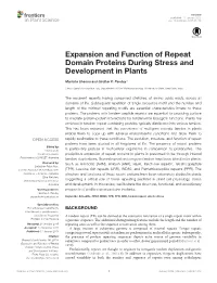 Expansion and Function of Repeat Domain Proteins During Stress and Development in Plants