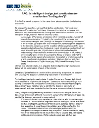 FAQ: Is Intelligent Design Just Creationism (Or Creationism 