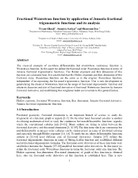 Fractional Weierstrass Function by Application of Jumarie Fractional