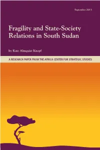 Fragility and State-Society Relations in South Sudan