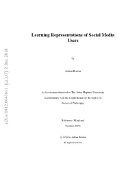 Learning Representations of Social Media Users Arxiv:1812.00436V1