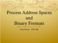 Process Address Spaces and Binary Formats