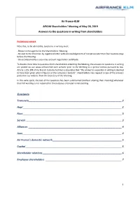 1. Answers to Written Questions from Shareholders