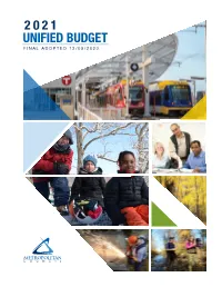 2021 Unified Budget Final Adopted 12/09/2020