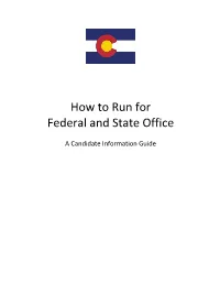 How to Run for Federal and State Office