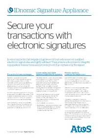 Signature Appliance Secure Your Transactions with Electronic Signatures