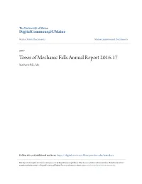 Town of Mechanic Falls Annual Report 2016-17 Mechanic Falls, Me