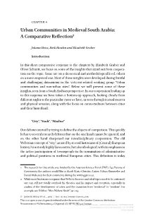 Urban Communities in Medieval South Arabia: a Comparative Reflection1
