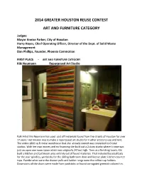 2014 Greater Houston Reuse Contest Art and Furniture Category