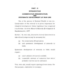 Conservation and Systematic Development of Iron