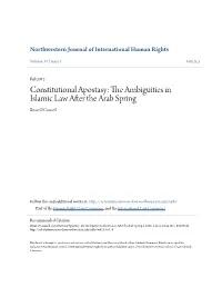 Constitutional Apostasy: the Ambiguities in Islamic Law After the Arab Spring Brian O'connell