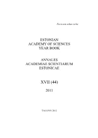 Estonian Academy of Sciences Year Book Annales Academiae