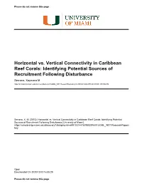 Horizontal Vs. Vertical Connectivity in Caribbean Reef Corals: Identifying