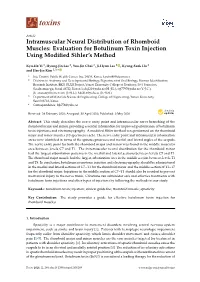 Intramuscular Neural Distribution of Rhomboid Muscles: Evaluation for Botulinum Toxin Injection Using Modiﬁed Sihler’S Method