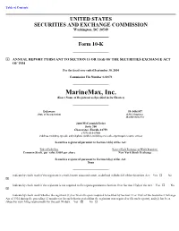 Marinemax, Inc. (Exact Name of Registrant As Specified in Its Charter)
